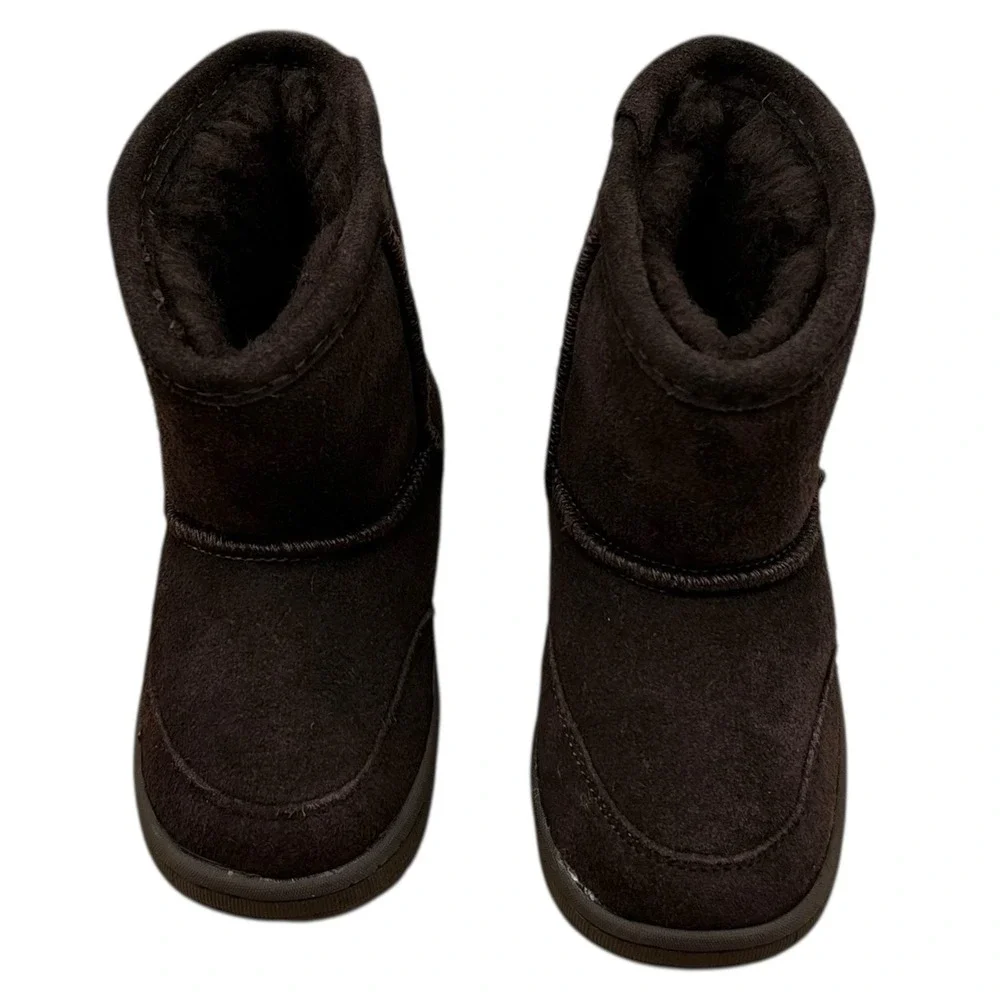 Bearpaw Toddler Boys Girls Winter Boots Size 8 Dark Brown Mid-Calf Pull-on Shoes